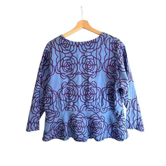 Flax 100% Linen Women's Floral Shirt Relaxed Jacket Pockets Size Medium Casual - Picture 4 of 8